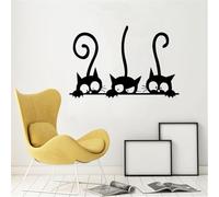 Adesivo da parete con tre gatti divertenti, decorazione per la casa, camera dei bambini, soggiorno, sfondo decorativo, decalcomanie artistiche con animali carini, 30 x 20 cm