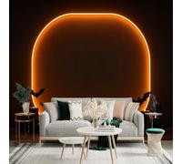 Adesivo da parete di dimensioni personalizzate, cornice al neon incandescente, zucche di Jack O, sagome di pipistrelli festivi, candele atmosferiche, per decorazione murale, decalcomanie da parete