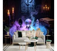 Adesivo da parete di dimensioni personalizzate, sfera di cristallo mistica e cerchio magico luminoso, decorazione esoterica occulta, decorazione da parete, decalcomanie da parete peelandstick.