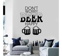 Adesivo da parete "Don't Worry, Happy Beer" in vinile per finestre, decorazione d'interni per feste, scritte murali, 42x53 cm