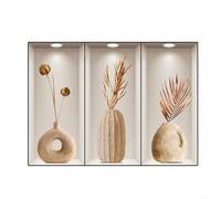 Adesivo da parete effetto 3D trittico sfondo decorazione per casa, soggiorno, bar, ingresso supermercato, motivo foglie verdi, PVC impermeabile, 23 x 50 cm, set da 3 pezzi