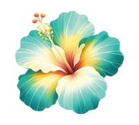 Adesivo da parete gigante XXXL 30X30 cm fiore di ibisco, acquerello fiori qua...