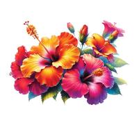 Adesivo da parete gigante XXXL 30X30 cm fiore di ibisco, acquerello fiori qua...