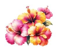 Adesivo da parete gigante XXXL 30X30 cm fiore di ibisco, acquerello fiori qua...