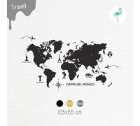 Adesivo da parete Grande Mappa del mondo con Elementi - Mappamondo 105 x 55 cm