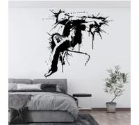 Adesivo da parete in bianco e nero - Ragazza con palloncini che vola con palloncini Adesivo da parete Graffiti Art Adesivo in vinile Decorazioni per la casa Soggiorno Impermeabile rimovibile 42x43 cm