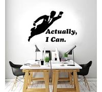 Adesivo da parete in vinile con citazione in inglese "Actually I Can Man" in volo, idea decorativa per ufficio, camera da letto, autoadesivo, 90 x 57 cm