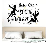 Adesivo da parete in vinile con frase in italiano "SOLO CHI SOGNA" adesivi murali frasi in italiano citazione, decorazione da parete, Wall Stickers, Art Sticker Decal Mural DC-19005