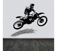 Adesivo da parete in vinile con giocatore di motocross, sport estremi, decorazione per la casa, per camera dei ragazzi, camera da letto degli adolescenti, 83 x 73 cm