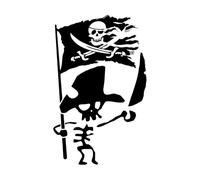 Adesivo da parete in vinile con scheletro pirata e bandiera Jolly Roger strappata per la stanza dei giochi della cameretta dei bambini, soggiorno, decorazione, piccolo - 27x43cm