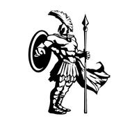 Adesivo da parete in vinile con scudo e lancia, stile antico greco spartano, decalcomanie in vinile, decorazioni per la casa, soggiorno, camera da letto, span-XL-138x110cm-Black