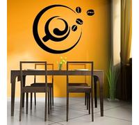 Adesivo da parete in vinile con tazza di caffè e chicco di caffè, 54 x 43 cm