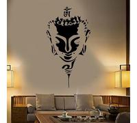 Adesivo da parete in vinile con testa di Buddha, Buddhismo, yoga, decorazione per la casa, soggiorno, camera da letto, testiera, carta da parati rimovibile, 31 x 57 cm