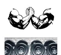 Adesivo da parete in vinile nero - Adesivo artistico: decorazione grafica braccio wrestling, adatto per palestra o area fitness, crea un'atmosfera di forza e competizione, 57 x 28 cm