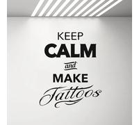 Adesivo da parete in vinile nero - Adesivo da parete Keep calm and get tattoo studio, arredamento per la casa, crea un'atmosfera creativa, 55 x 37 cm