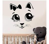 Adesivo da parete in vinile nero con faccia di gatto carino decorazione per la casa adatto per la camera dei bambini/camera da letto crea un'atmosfera calda. 39 x 67 cm