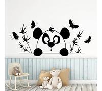 Adesivo da parete in vinile nero - Simpatico adesivo da parete con panda e farfalla, crea un'atmosfera calda e infantile per la cameretta dei tuoi bambini, 72 x 42 cm