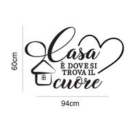 Adesivo da parete in vinile prespaziato "Casa è dove si trova il cuore" -