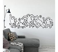 Adesivo da parete Keith Haring Dancer - Adesivo da parete in vinile - Perfetto per soggiorno, camera da letto, ufficio, decorazioni per la casa - Adesivo da parete con frase - Nero 25 * 75CM