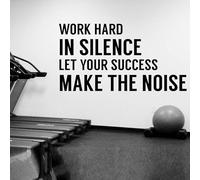 Adesivo da parete motivazionale con citazione motivazionale "Work Hard in Silence", in vinile, 42 x 20 cm