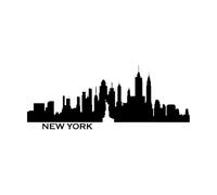 Adesivo da parete New York City Skyline Statua della Libertà Adesivo da parete in vinile Decorazione Ufficio Soggiorno Divano Sfondo-L-44x114cm-Black