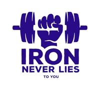 Adesivo da parete per bodybuilding fitness Citazione Iron Never Lies Adesivo da parete in vinile Decorazione sportiva Fintess Club Arte in vinile-L-74x84cm-Dark Blue