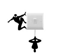 Adesivo da parete per interruttore della luce, motivo: 8 Man in a Spider Costume da supereroe, per auto, laptop, bottiglie d'acqua, colore: nero