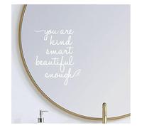 Adesivo da parete per specchio da bagno, con scritta "You are Kind Smart Beautiful Enough", adesivo da parete a specchio per bagno, camera da letto, affermazioni, per ragazze e adolescenti (Bianco)