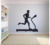 Adesivo da parete per tapis roulant, con sagoma di fitness runner, decorazione artistica per porte e finestre, in vinile, per camera da letto, palestra, decorazione per interni, 57 x 59 cm