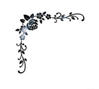 Adesivo da parete rimovibile 3D a forma di fiore a specchio, per la decorazione della casa, in acrilico, per camera da letto, soggiorno, sala giochi e spazi commerciali (nero)