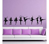 Adesivo da parete rimovibile nero con sagome di ballerine, adatto per studi di danza e camerette dei bambini, crea un'atmosfera elegante e artistica 21 x 94 cm