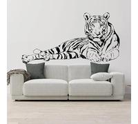 Adesivo da parete Tigre bianca e nera sdraiata, animale selvatico, decorazione per la casa, adesivo da parete in vinile impermeabile, adatto per soggiorno, camera da letto o altri interni, 81 x 42 cm