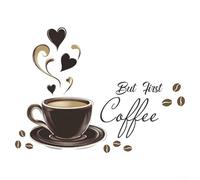 Adesivo da parete vintage a forma di tazza di caffè, per cucina, bar, decorazione per la casa, in PVC, marrone, 30 x 20 cm, facile da applicare e rimuovere, decorazione per zona bar, aggiunge calore