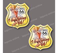adesivo decalcomania route66 i love riding logo lucido resistente alle intemp...