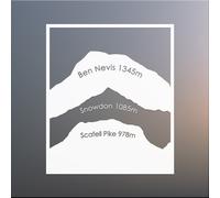 Adesivo Decalcomania Tre Vette | Silhouette Montagna UK 3 Vette Arte Da Parete