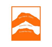 Adesivo Decalcomania Tre Vette | Silhouette Montagna UK 3 Vette Arte Da Parete