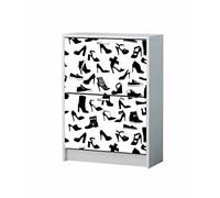 Adesivo decorativo in vinile per scarpiera con motivo a forma di scarpe | varie misure 65 x 85 cm | adesivo resistente e facile applicazione | bianco e nero | adesivo decorativo dal design elegante |