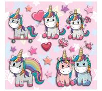 Adesivo decorativo per parete 3D Lovely Unicorn 31x31 cm Multicolore
