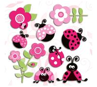 Adesivo decorativo per parete 3D Pink Ladybugs 31x31 cm Multicolore