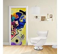 Adesivo Design porta - Kandinsky Giallo Rosso e Blu - Yellow, Red & Blue Decorazione adesiva per porte arredo casa (CM 90X210)
