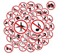 Adesivo di divieto | 50 x adesivi impermeabili | Multiface - Adesivi di sicurezza vivaci e resistenti allo sbiadimento | Artigianato per cassetta di sicurezza auto e personale