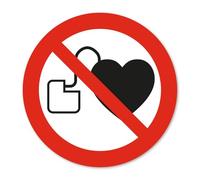 Adesivo di divieto P007 Vietato l’accesso a persone con pacemaker DIN EN ISO 7010 | Ø 10 cm | hin795