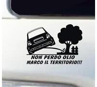 Adesivo Divertente Compatibile con Fiat Cinquecento 500 Non PERDO Olio Marco Il Territorio Scegli Colore -cod.1909 (070 Nero)