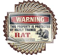 Adesivo divertente con scritta in lingua inglese "Warning This Property is Protected by A Highly Trained Rat Funny Stickers", 10 pezzi, accessori per auto, adesivi inappropriati (6 x 9 cm)