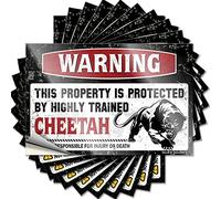 Adesivo divertente con scritta in lingua inglese "Warning This Property is Protected by A Highly Trained Cheetah", 10 pezzi, adesivi per auto (8 x 12 cm)