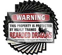 Adesivo divertente con scritta "Warning This Property is Protected By A Highly Trained Bearded Dragon1" (lingua italiana non garantita), 10 adesivi divertenti per camion (6 x 9 cm)