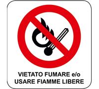 ADESIVO DIVIETO VIETATO FUMARE E USARE FIAMME LIBERE (120 x 180 mm)