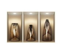 Adesivo Effetto 3D| Stickers Vasi di legno vintage - Decorazione murale camere e soggiorni - 30 x 90 cm