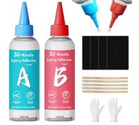 Adesivo epossidico da 30 minuti, 250 ml, 2 parti di colla epossidica trasparente, a polimerizzazione lenta, per riparare ceramica, porcellana, vetro, acrilico, plastica, legno, metallo,