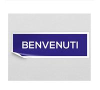 ADESIVO etichette Benvenuti e arrivederci 2 Pezzi- Adesivi per negozi Impermeabili Lavabili, Bar, Bottega, Pizzeria (15x7 cm)